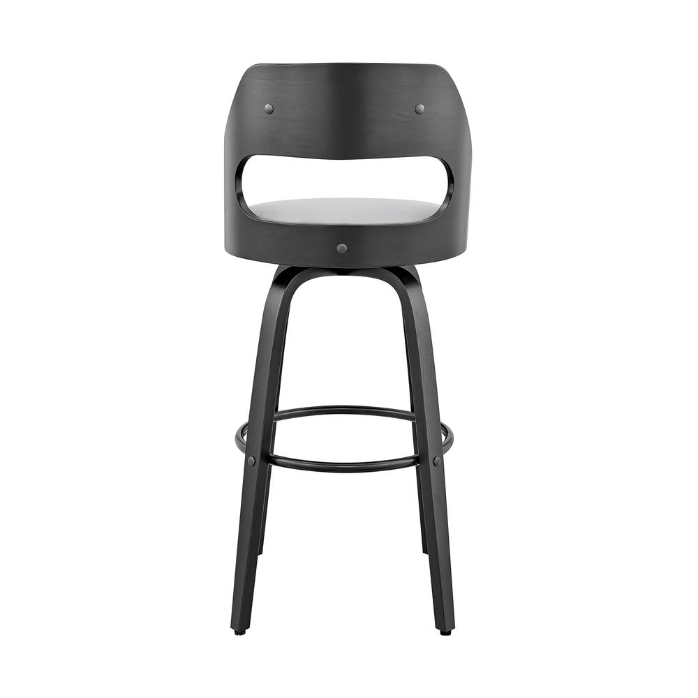Julius 30" Gray Faux Leather and Black Wood Bar Stool. Picture 5