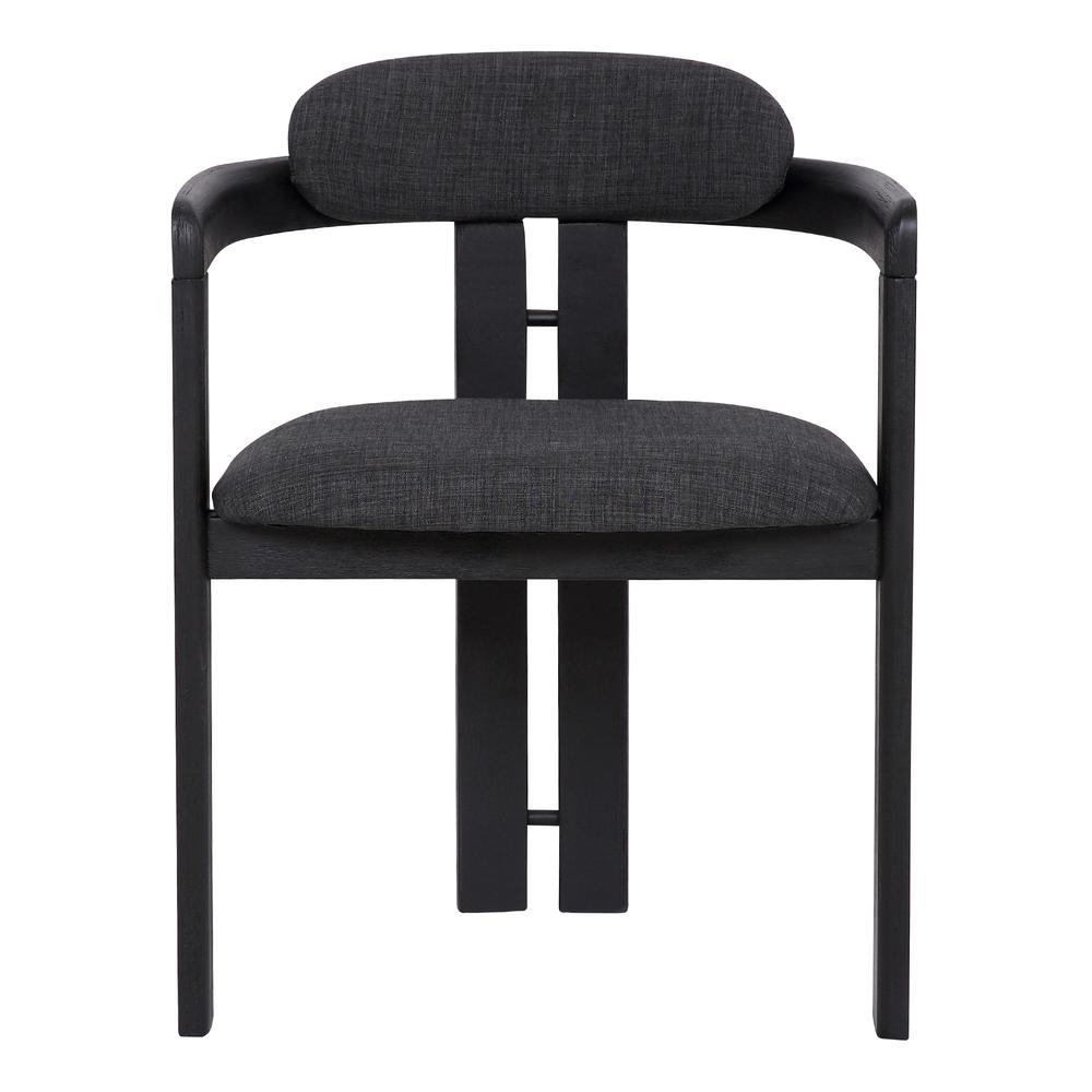 Jazmin Contemporary Dining Chair in Black Brushed Wood Finish and Charcoal Fabric - Set of 2. Picture 2