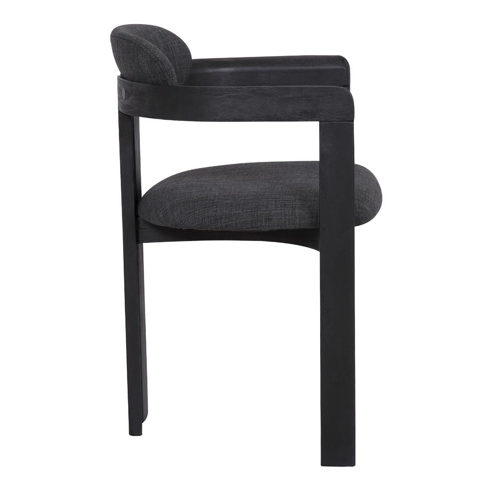 Jazmin Contemporary Dining Chair in Black Brushed Wood Finish and Charcoal Fabric - Set of 2. Picture 3