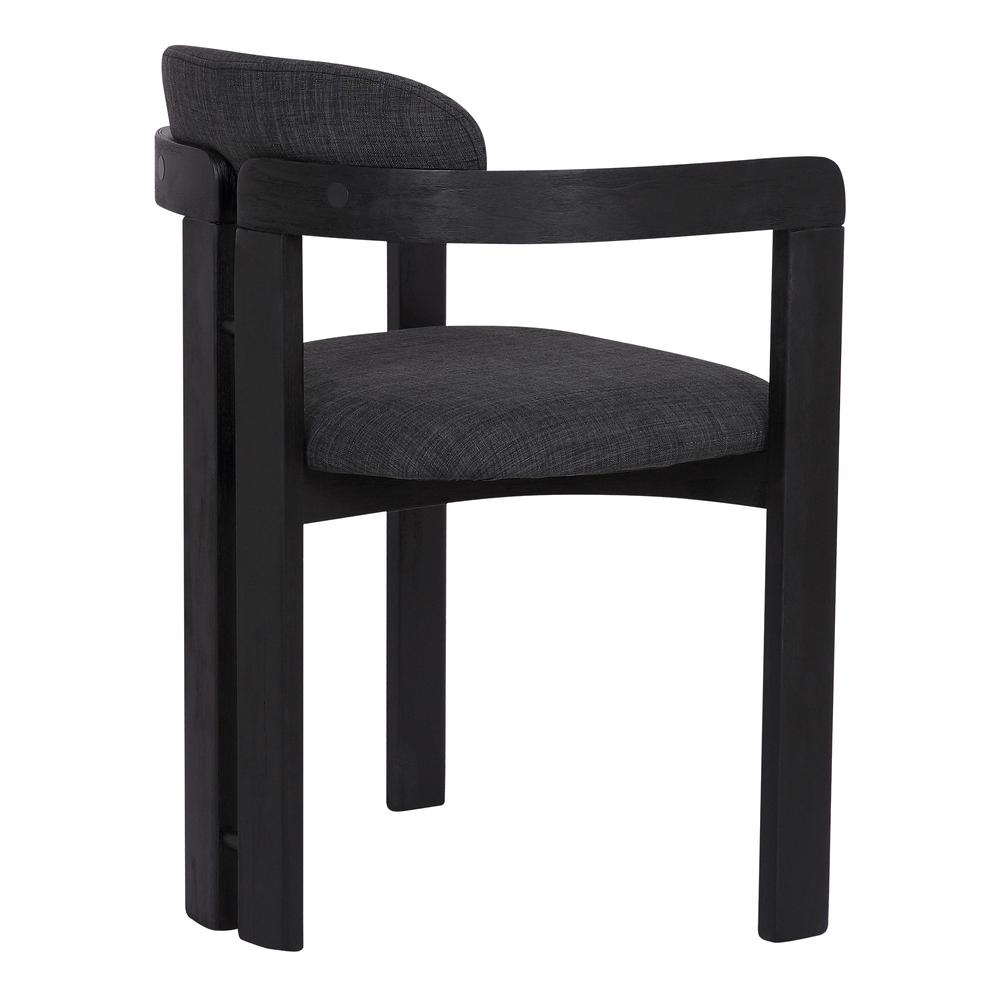 Jazmin Contemporary Dining Chair in Black Brushed Wood Finish and Charcoal Fabric - Set of 2. Picture 4