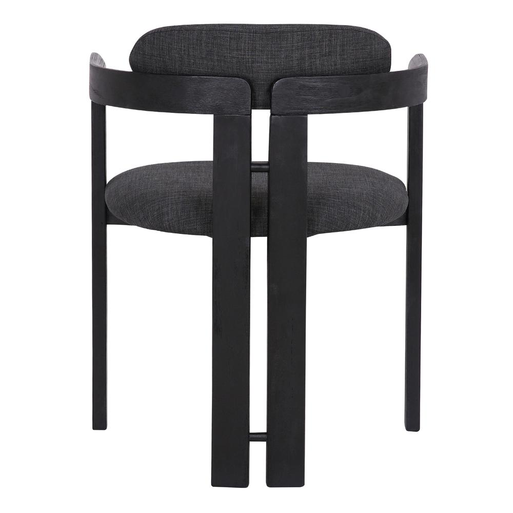 Jazmin Contemporary Dining Chair in Black Brushed Wood Finish and Charcoal Fabric - Set of 2. Picture 5