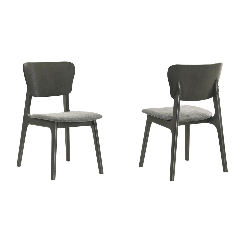 Kalia Wood Dining Chair in Gray Finish with Gray Fabric - Set of 2. Picture 1