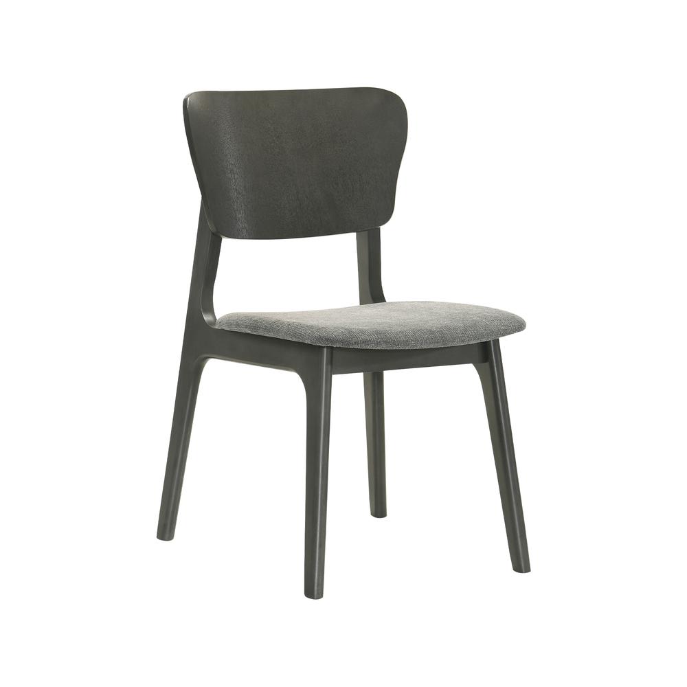 Kalia Wood Dining Chair in Gray Finish with Gray Fabric - Set of 2. Picture 2