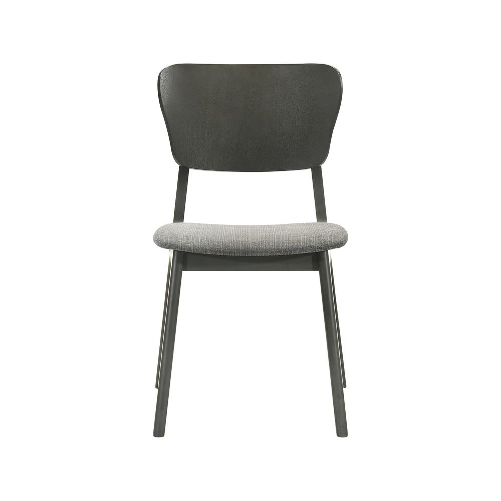 Kalia Wood Dining Chair in Gray Finish with Gray Fabric - Set of 2. Picture 3