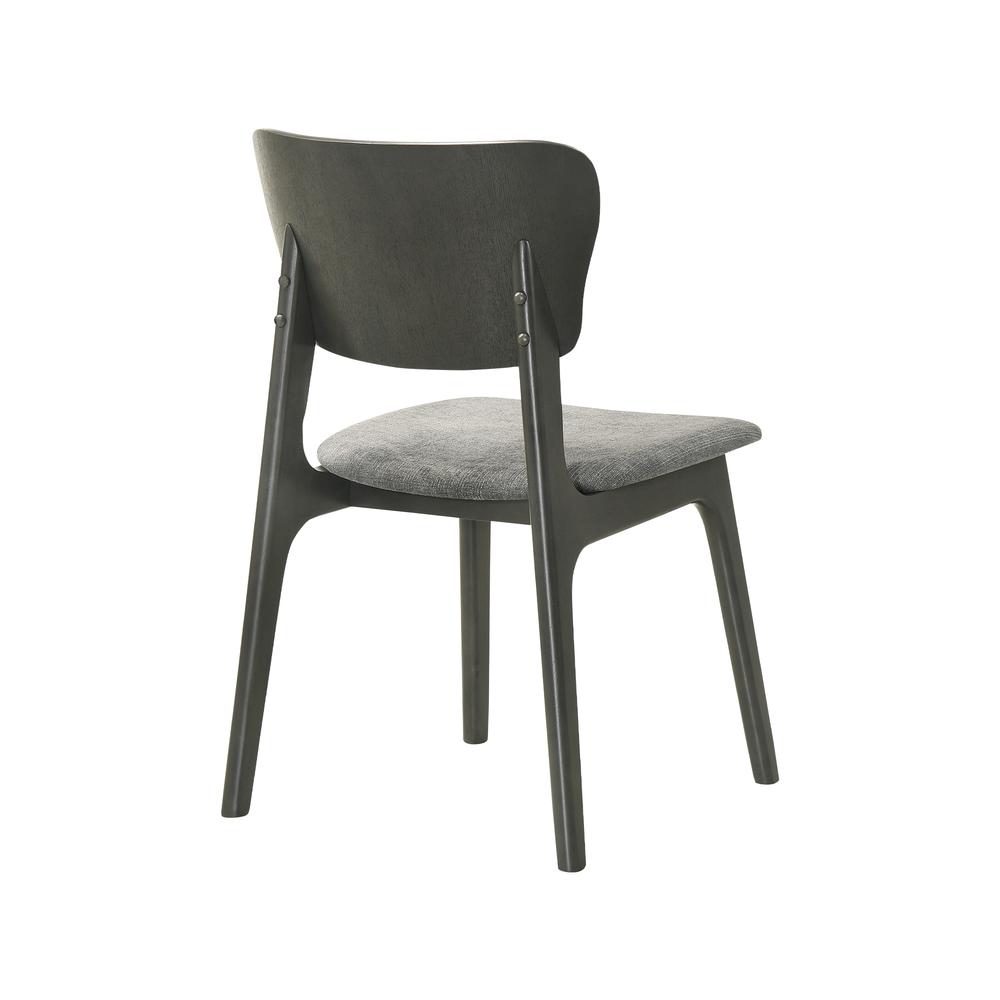 Kalia Wood Dining Chair in Gray Finish with Gray Fabric - Set of 2. Picture 4