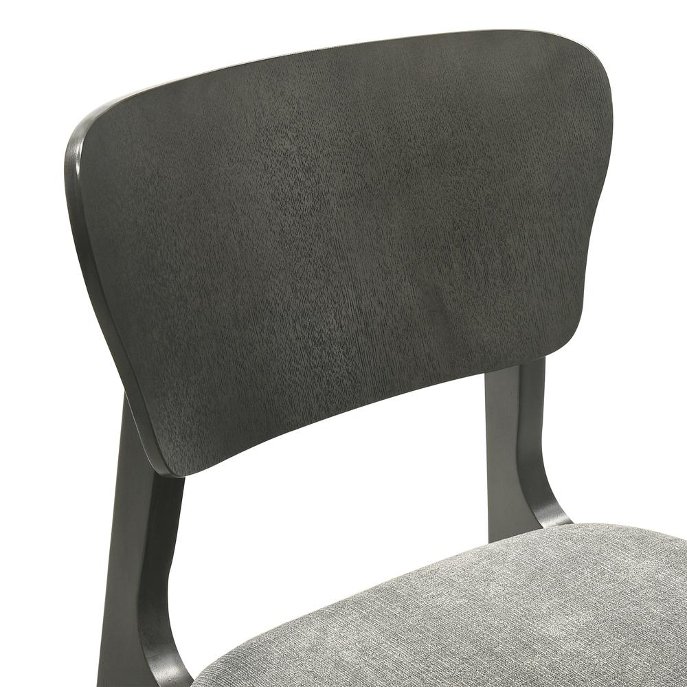 Kalia Wood Dining Chair in Gray Finish with Gray Fabric - Set of 2. Picture 5