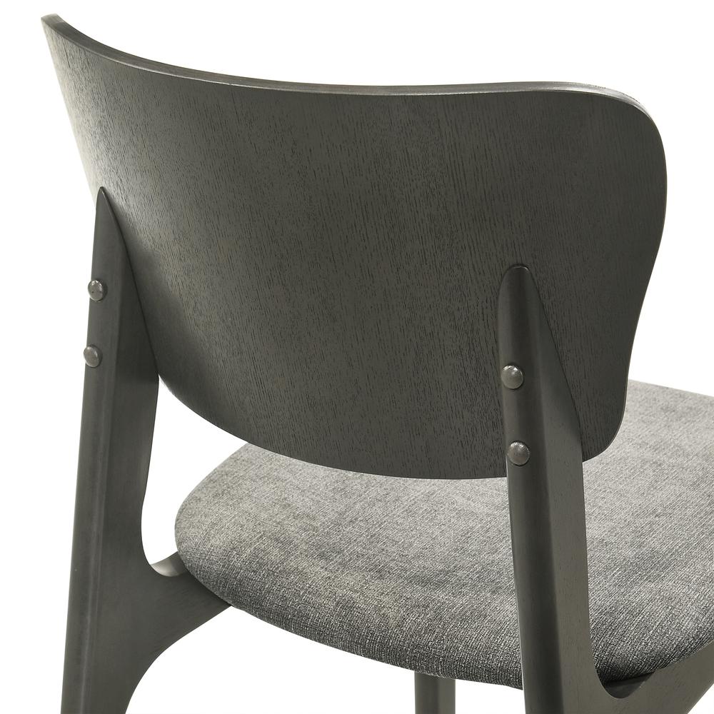 Kalia Wood Dining Chair in Gray Finish with Gray Fabric - Set of 2. Picture 6