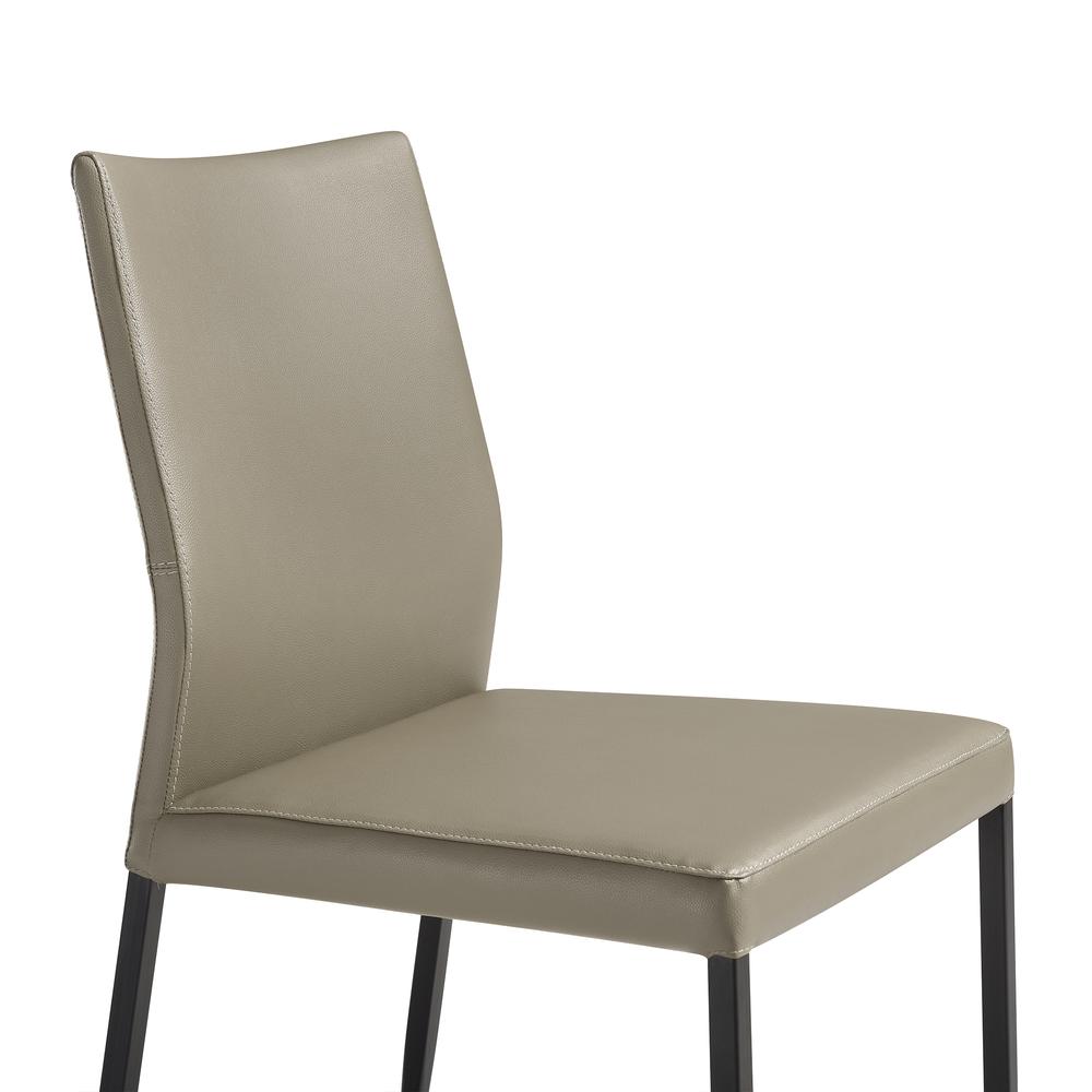 Upholstered Dining Chair in Taupe Gray Faux Leather and Black- Set of 2. Picture 6
