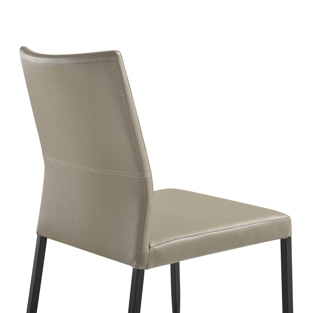Upholstered Dining Chair in Taupe Gray Faux Leather and Black- Set of 2. Picture 7