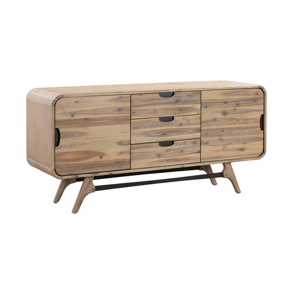 Kendra 3 Drawer Sideboard Buffet in Grey Acacia Wood. Picture 1