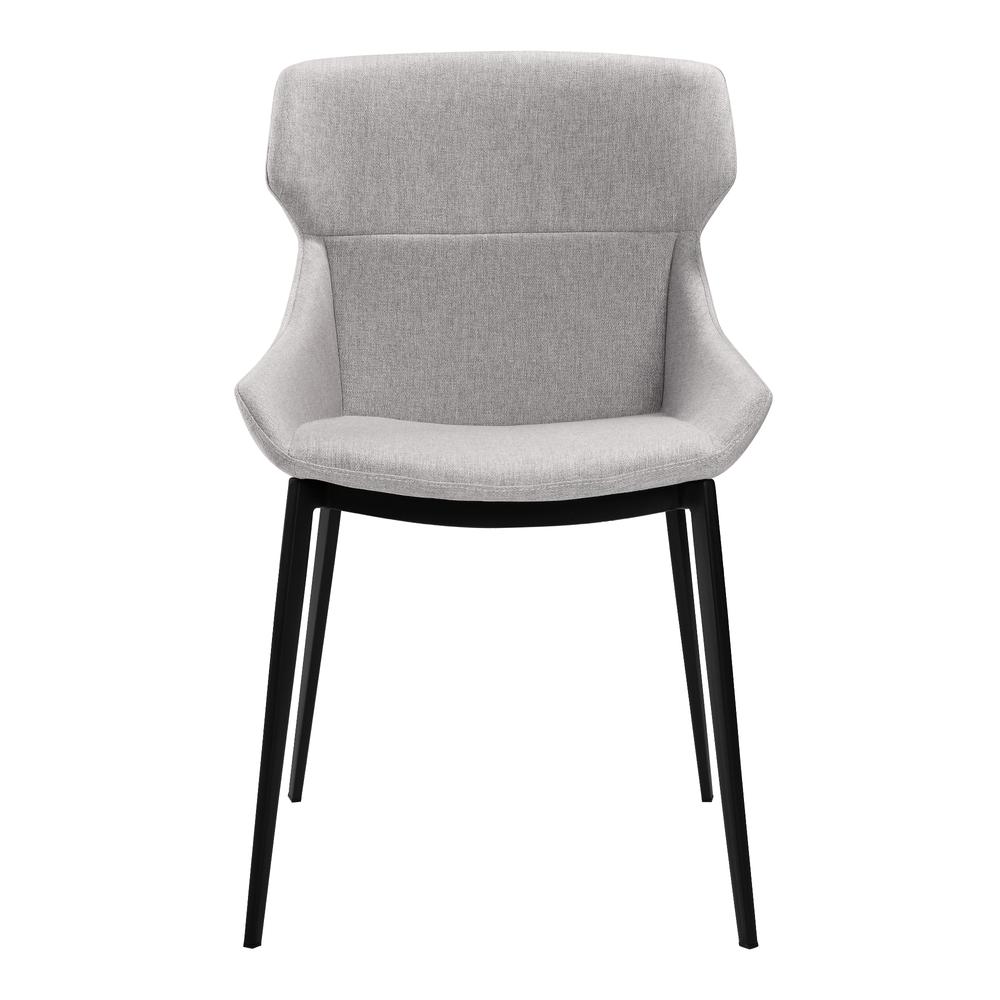 Modern Dining Chair in Matte Black Finish and Gray Fabric - Set of 2. Picture 2