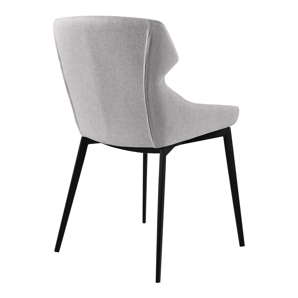 Modern Dining Chair in Matte Black Finish and Gray Fabric - Set of 2. Picture 3