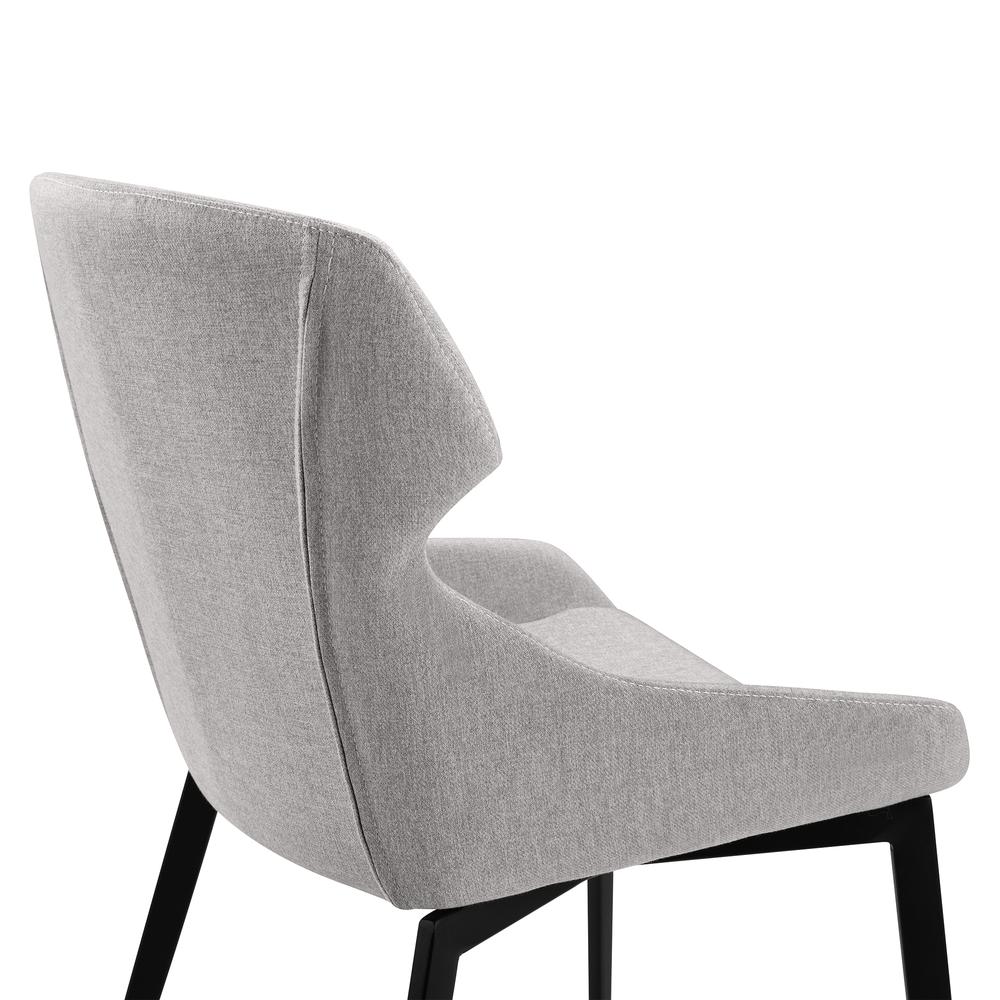 Modern Dining Chair in Matte Black Finish and Gray Fabric - Set of 2. Picture 5