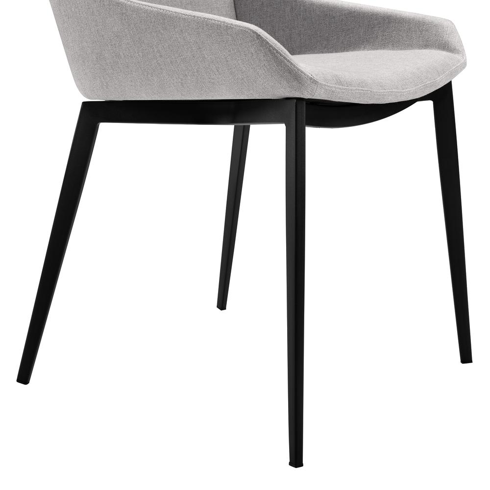 Modern Dining Chair in Matte Black Finish and Gray Fabric - Set of 2. Picture 6
