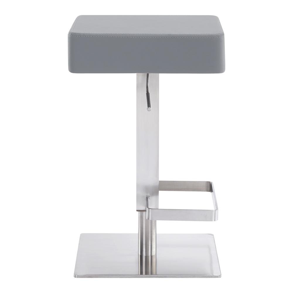 Contemporary Swivel Barstool in Brushed Stainless Steel - Grey Faux Leather. Picture 3