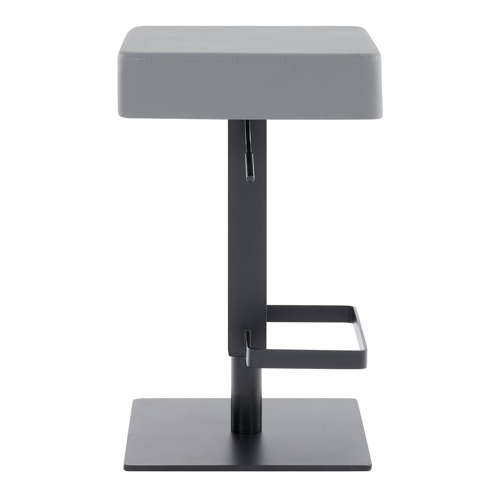 Kaylee Contemporary Swivel Barstool in Matte Black Finish and Grey Faux Leather. Picture 3