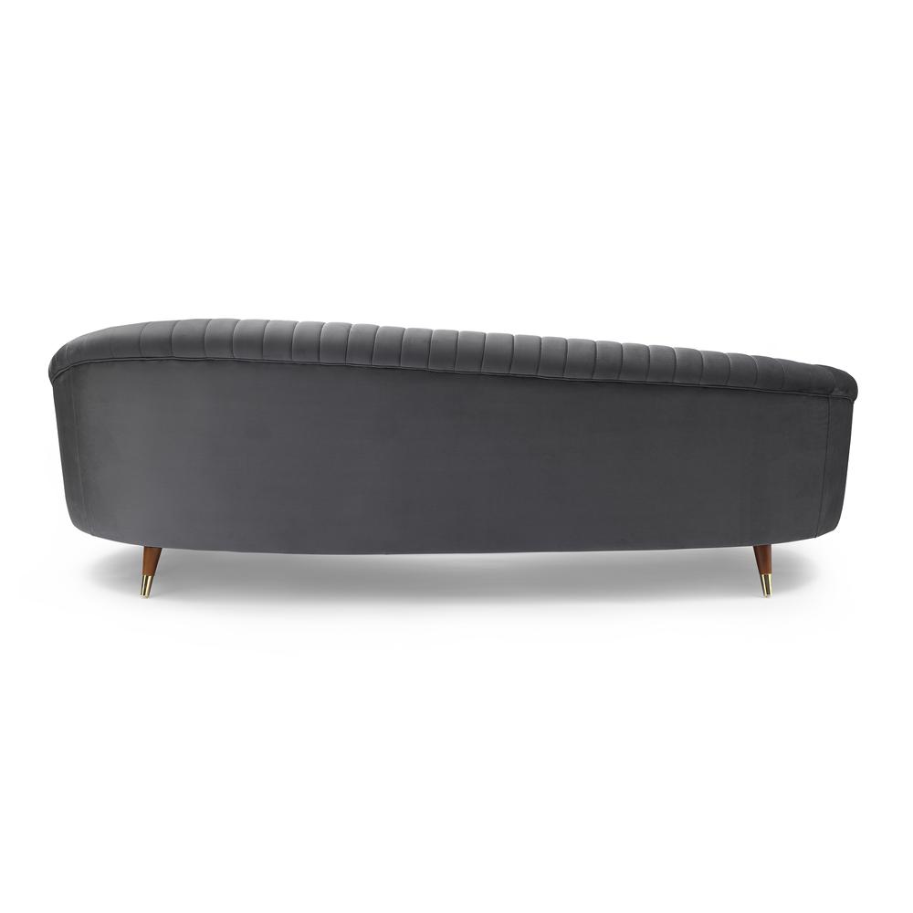 Karisma Dark Grey Curved Velvet Sofa. Picture 3