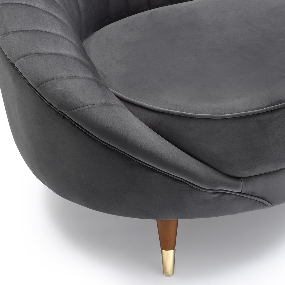 Karisma Dark Grey Curved Velvet Sofa. Picture 4