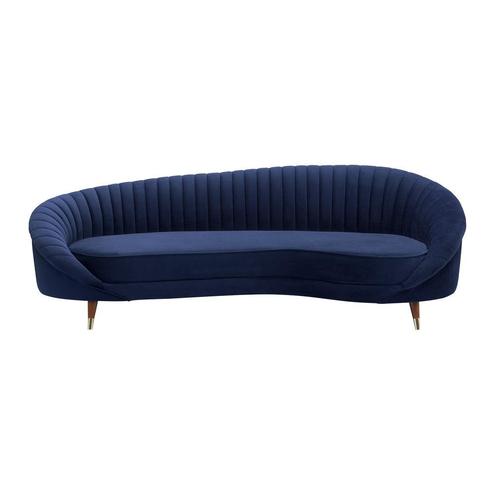 Karisma Navy Curved Velvet Sofa. Picture 1