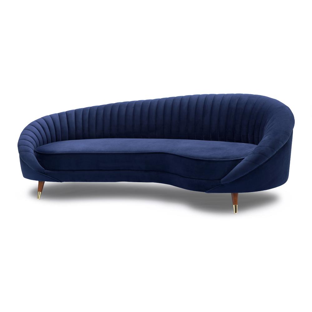 Karisma Navy Curved Velvet Sofa. Picture 2