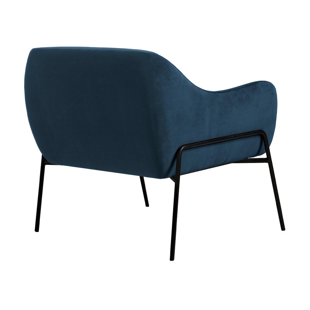 Karen Blue Velvet Modern Accent Chair, Natural Color. Picture 2