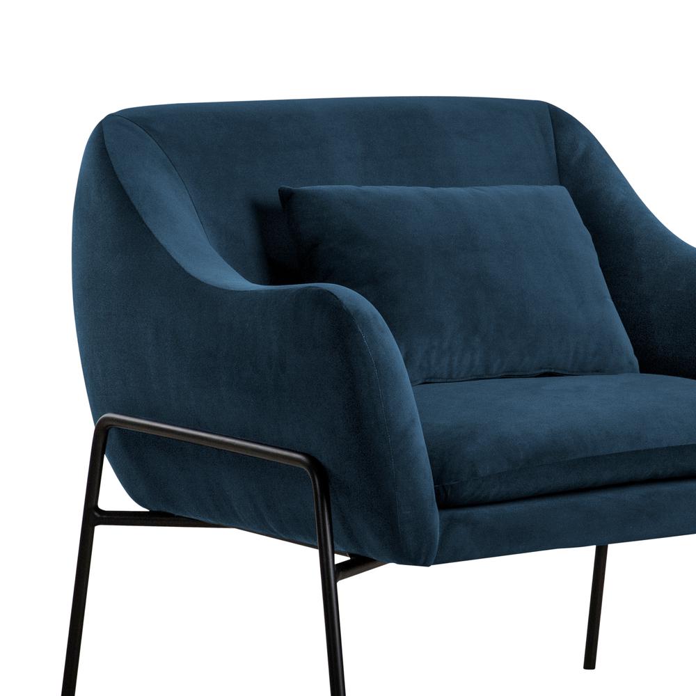 Karen Blue Velvet Modern Accent Chair, Natural Color. Picture 3