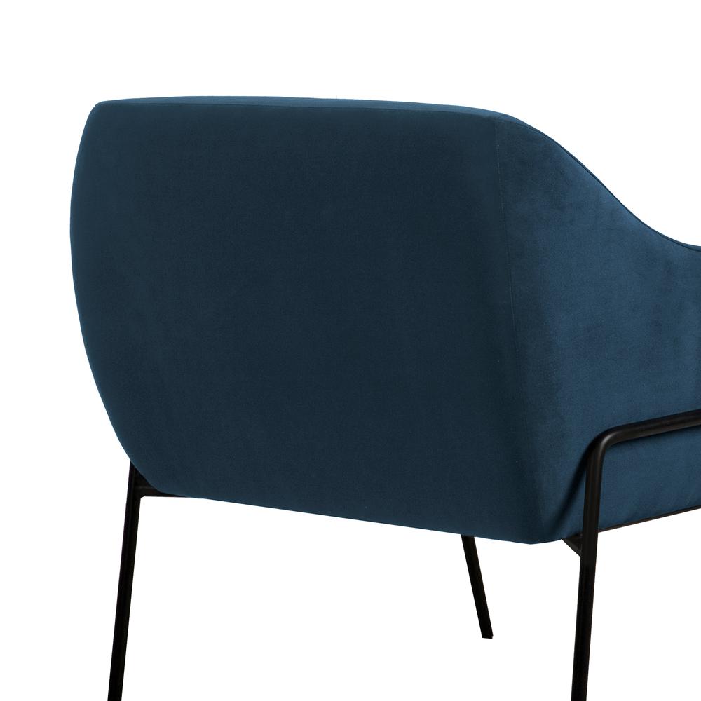 Karen Blue Velvet Modern Accent Chair, Natural Color. Picture 4