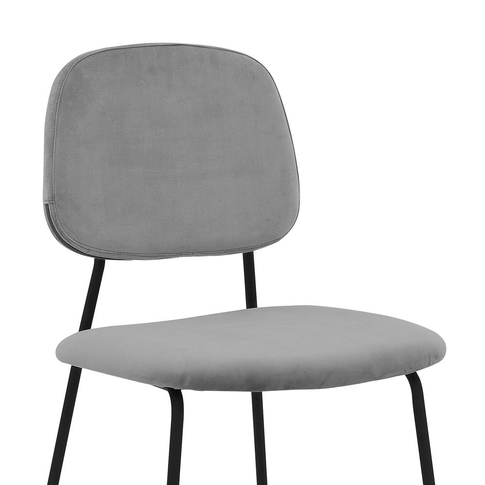 Lucy Grey Velvet and Metal Dining Room Chairs - Set of 2. Picture 5