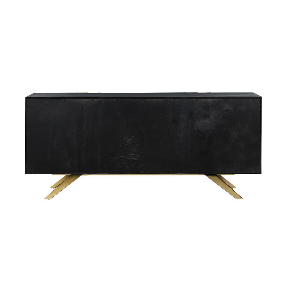 Lombard 4 Door Sideboard Buffet in Black Brushed Wood. Picture 2