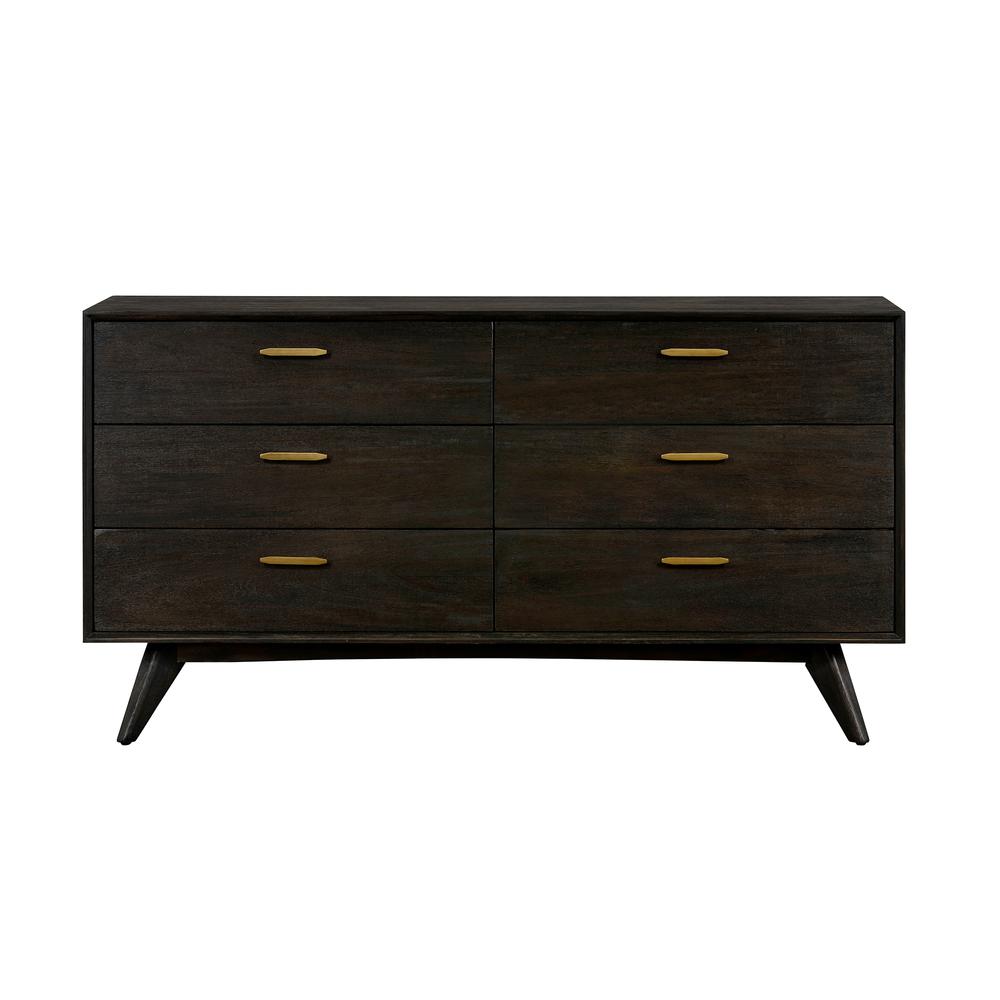 Baly Acacia Mid-Century 6 Drawer Dresser. Picture 1