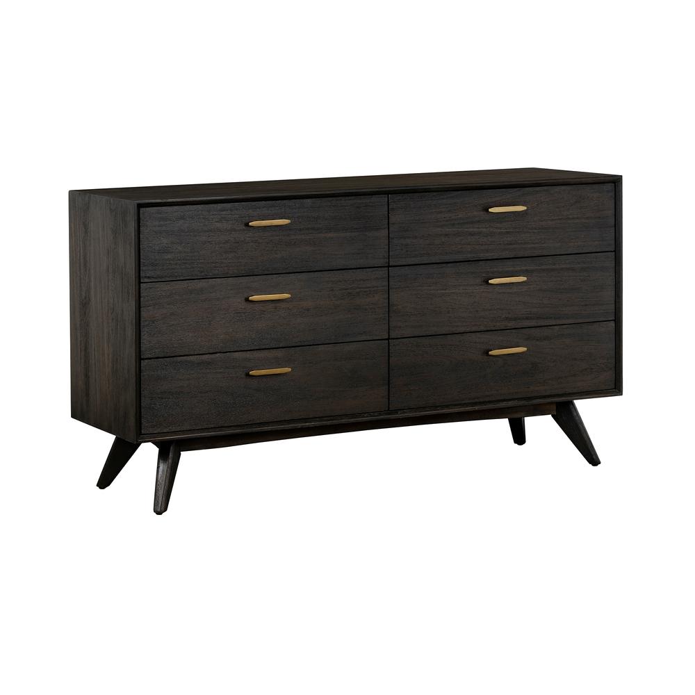 Baly Acacia Mid-Century 6 Drawer Dresser. Picture 2