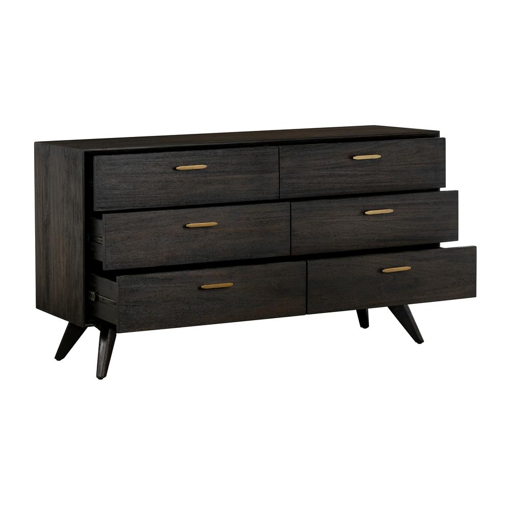 Baly Acacia Mid-Century 6 Drawer Dresser. Picture 3
