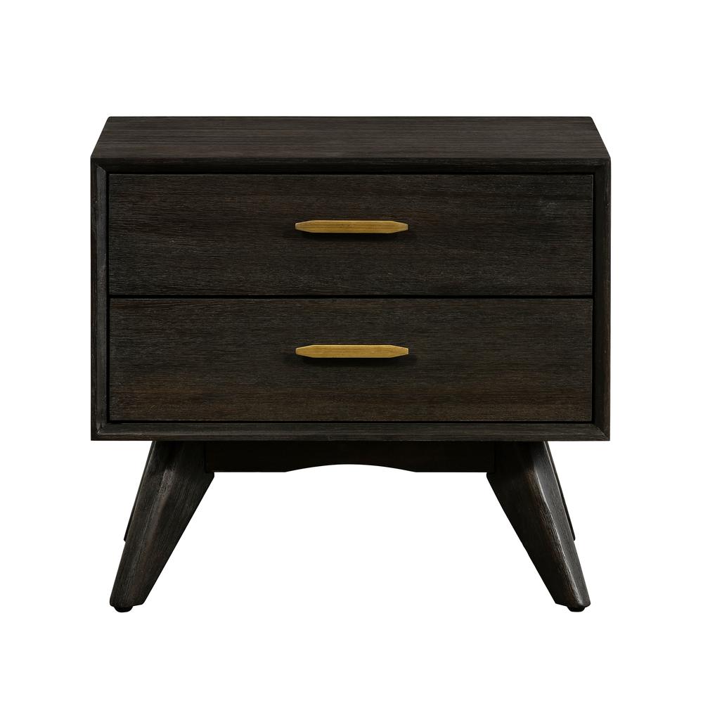 Baly Acacia Mid-Century 2 Drawer Night stand. Picture 1