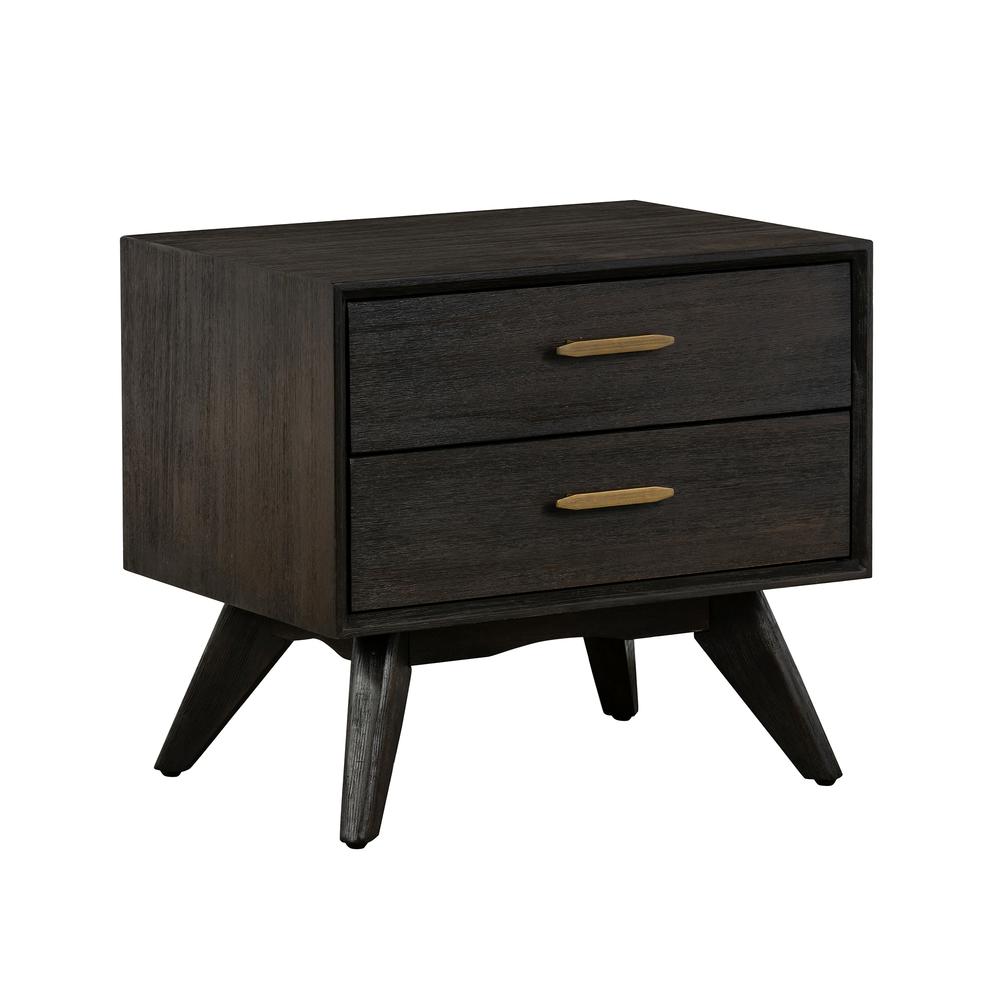 Baly Acacia Mid-Century 2 Drawer Night stand. Picture 2