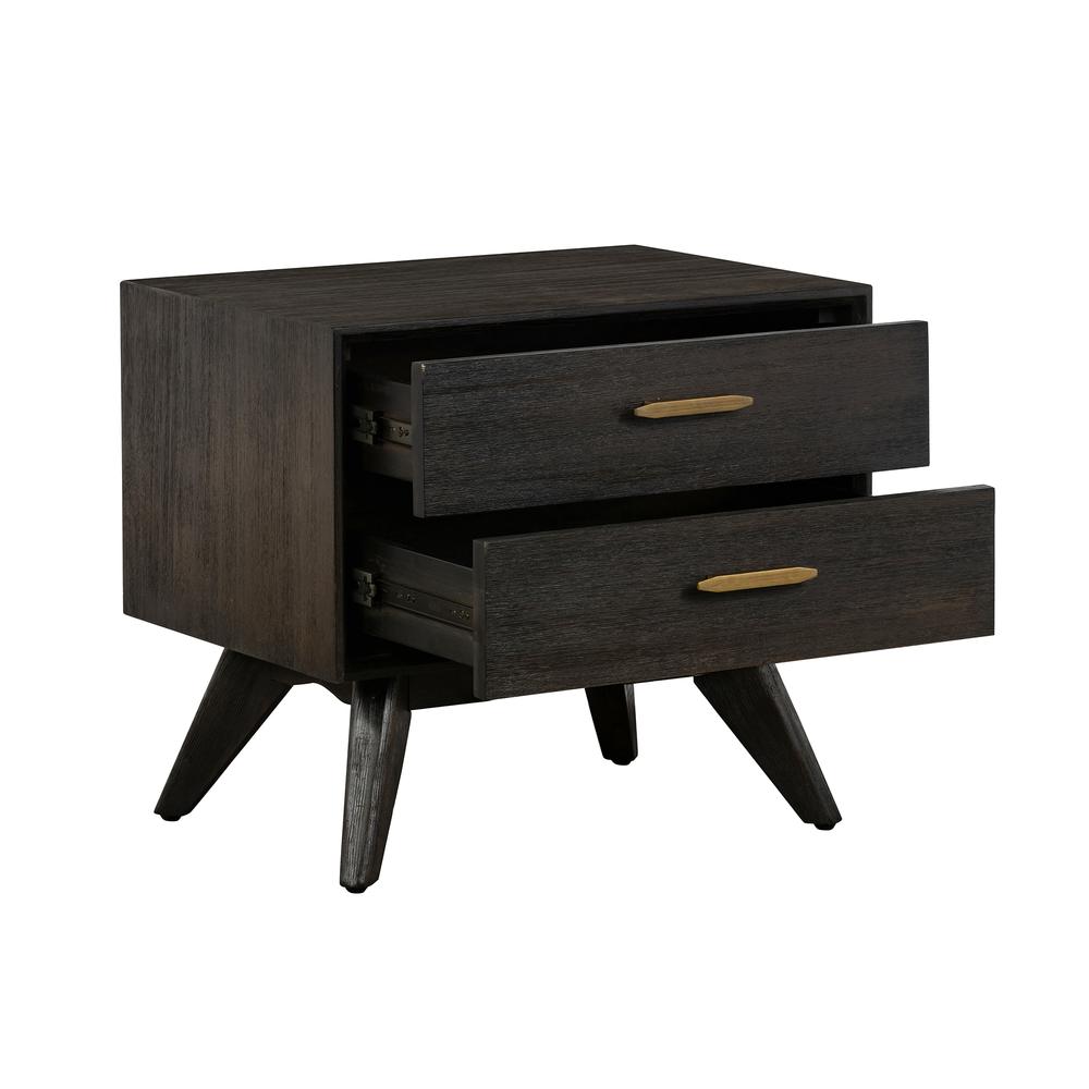 Baly Acacia Mid-Century 2 Drawer Night stand. Picture 3