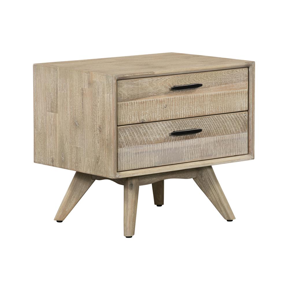 Baly Acacia Mid-Century 2 Drawer Night stand. Picture 1