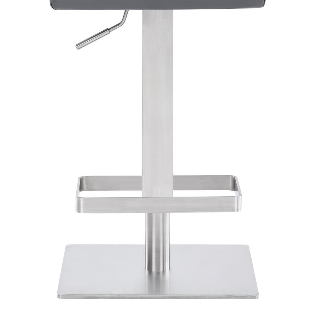 Contemporary Swivel Barstool in Brushed Stainless Steel Grey Faux Leather. Picture 6
