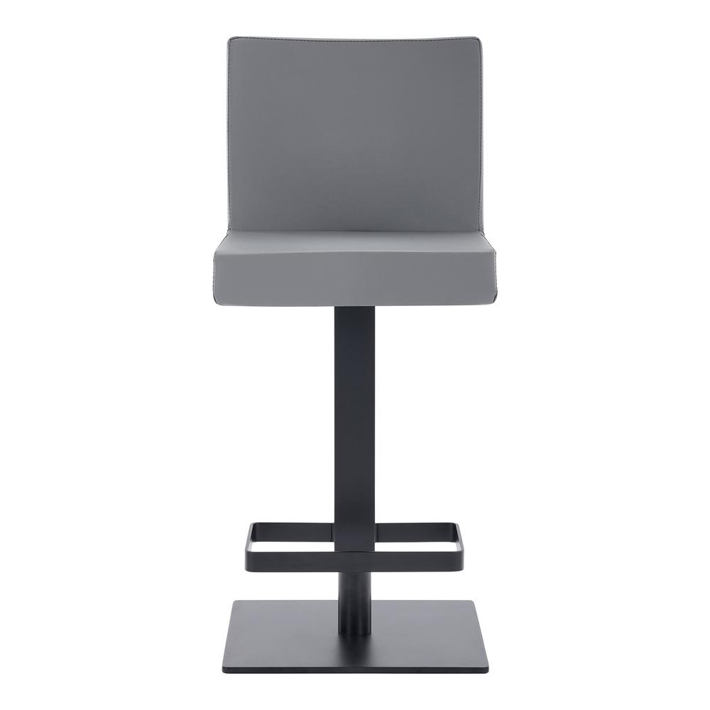 Contemporary Swivel Barstool in Matte Black Finish and Grey Faux Leather. Picture 2