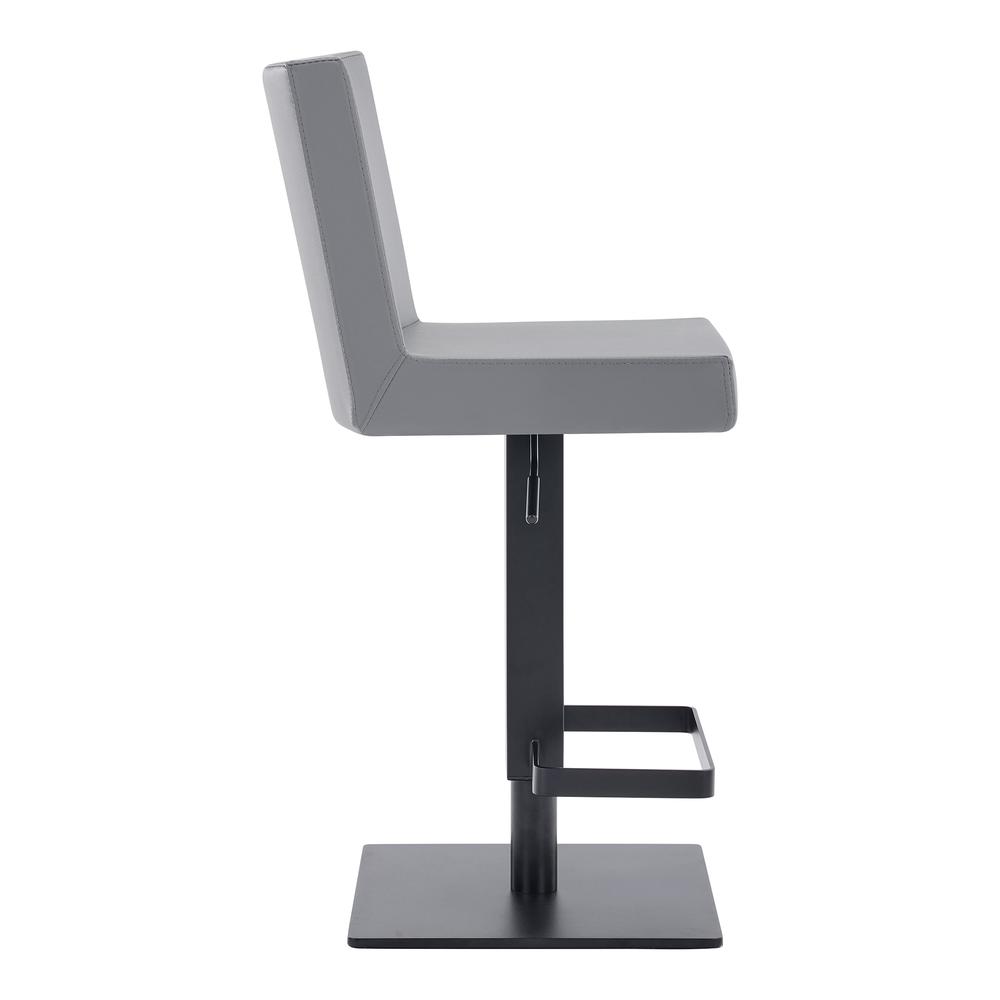 Contemporary Swivel Barstool in Matte Black Finish and Grey Faux Leather. Picture 3