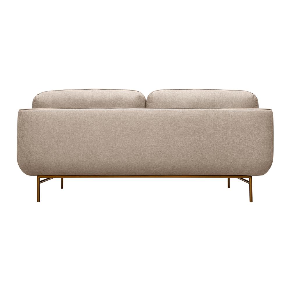 Lilou 77" Beige Fabric Sofa with Antique Brass Metal Legs. Picture 4