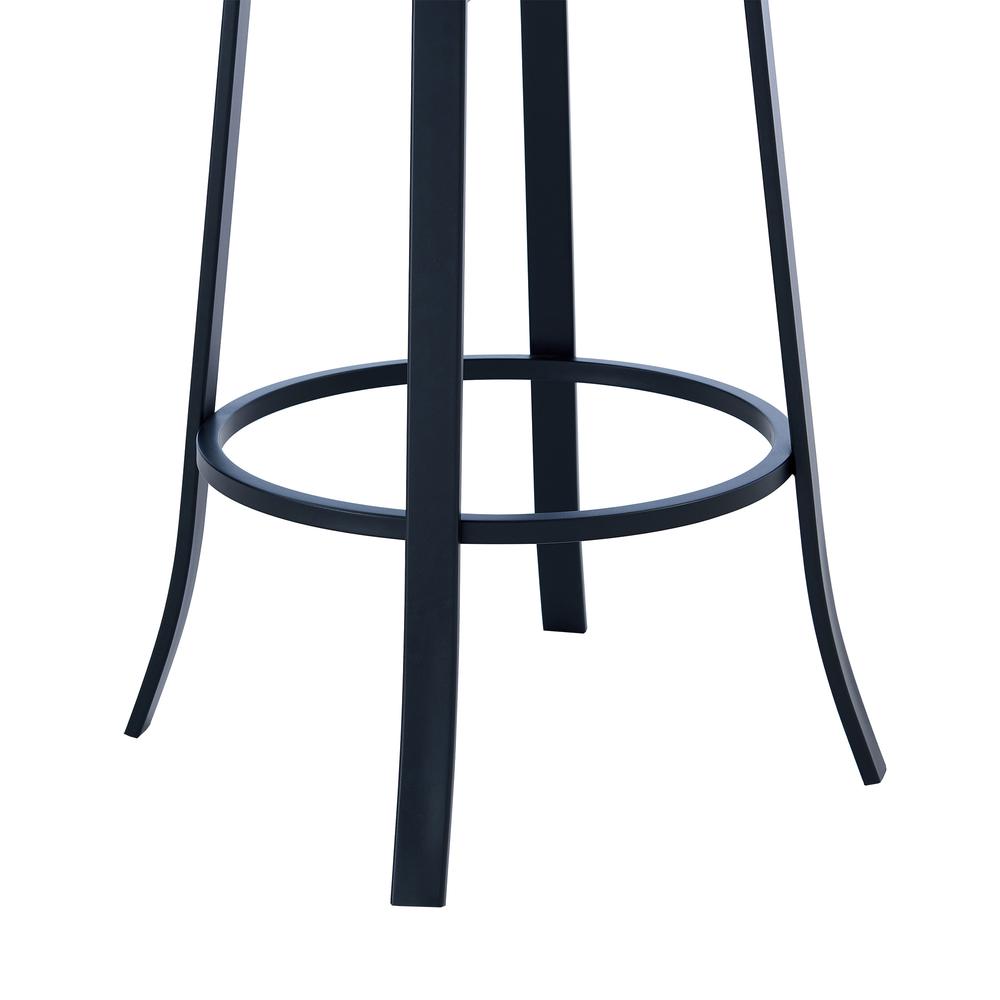 Contemporary 26" Counter Height Barstool - Matte Black Finish and Grey Faux Leather. Picture 6