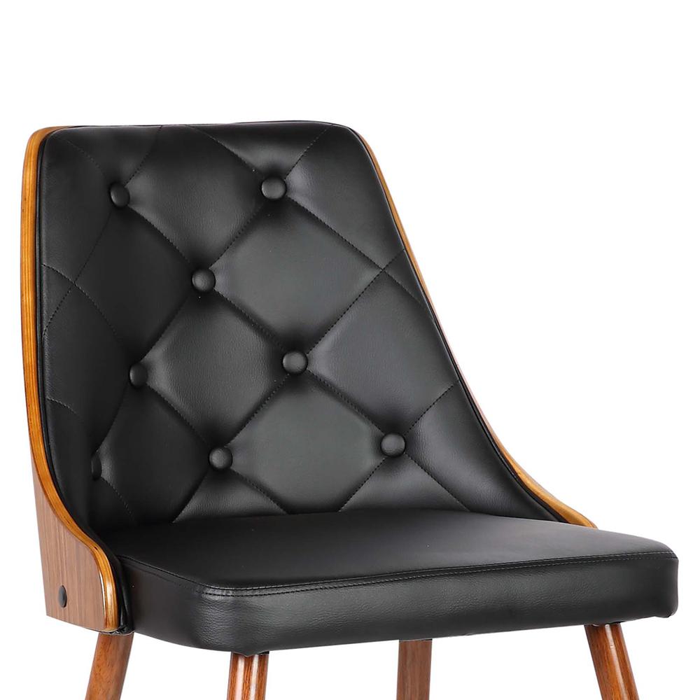 Armen Living Lily Mid-Century Dining Chair in Walnut Finish and Black Faux Leather. Picture 5