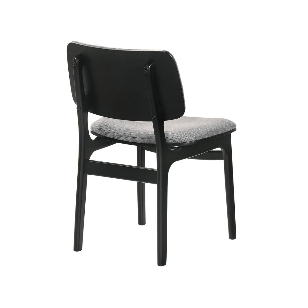 Lima Wood Dining Accent Chairs in Black Finish and Grey Fabric - Set of 2. Picture 4