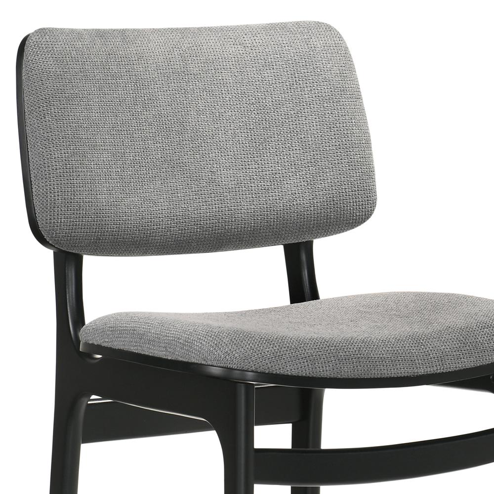 Lima Wood Dining Accent Chairs in Black Finish and Grey Fabric - Set of 2. Picture 5