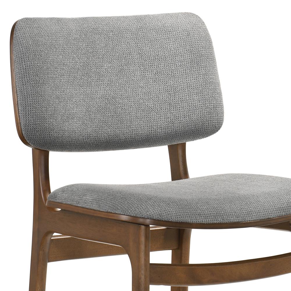 Lima Wood Dining Accent Chairs in Walnut Finish and Grey Fabric - Set of 2. Picture 5
