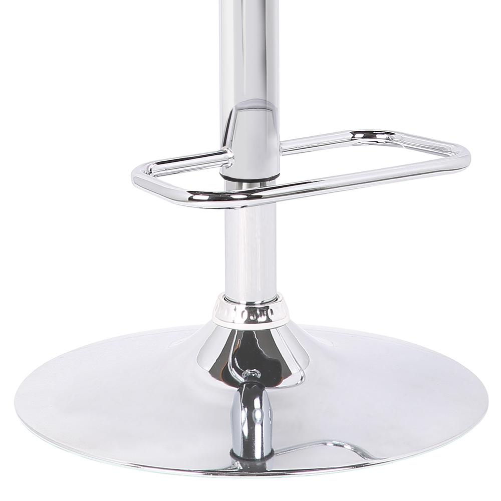 Contemporary Swivel Barstool in Grey Faux Leather with Chrome and Walnut Wood. Picture 6