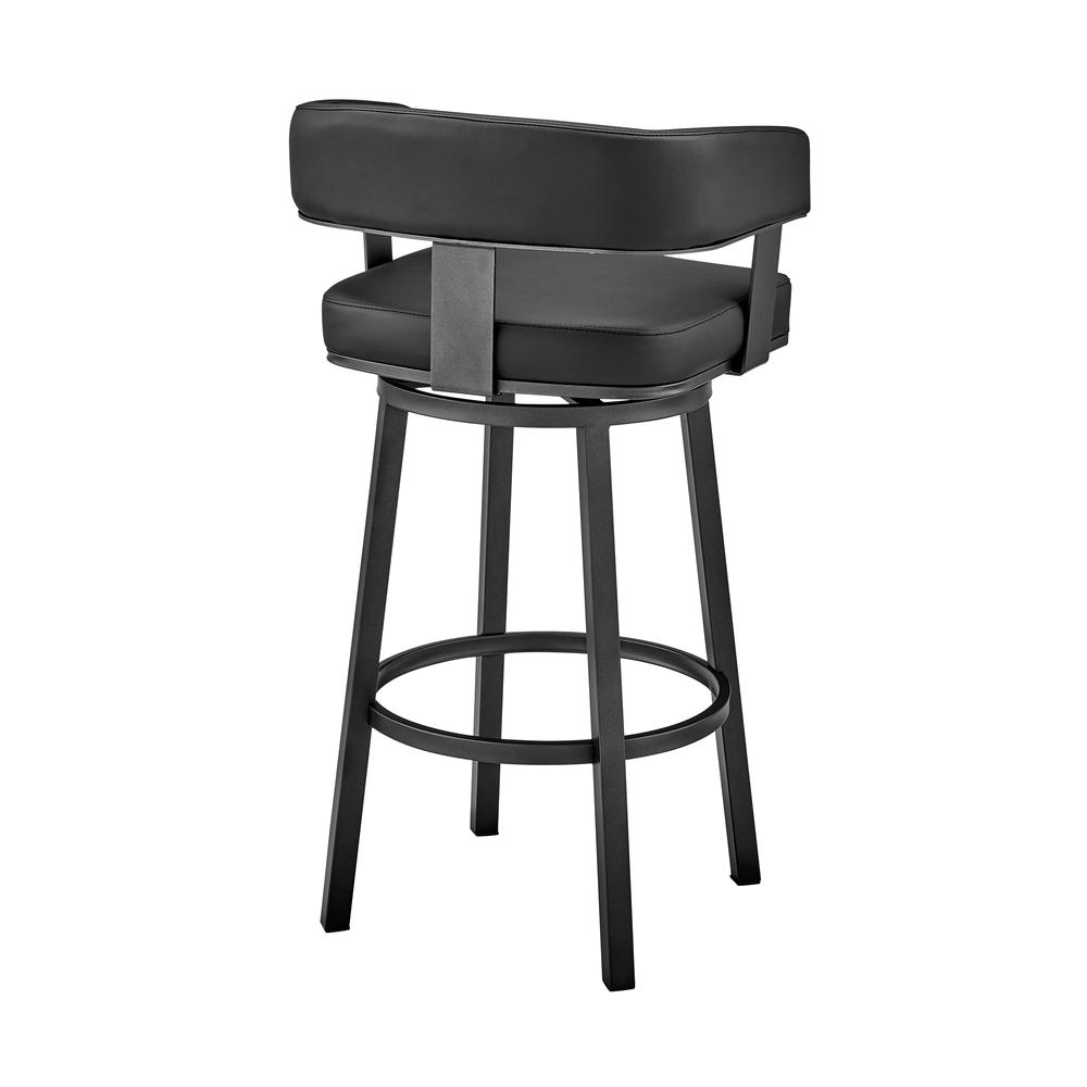 Lorin 26" Counter Height Swivel Bar Stool in Black Finish and Black Faux Leather. Picture 4