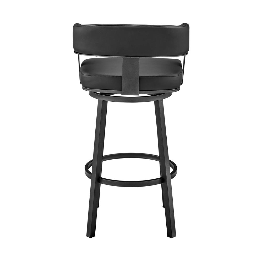 Lorin 26" Counter Height Swivel Bar Stool in Black Finish and Black Faux Leather. Picture 5