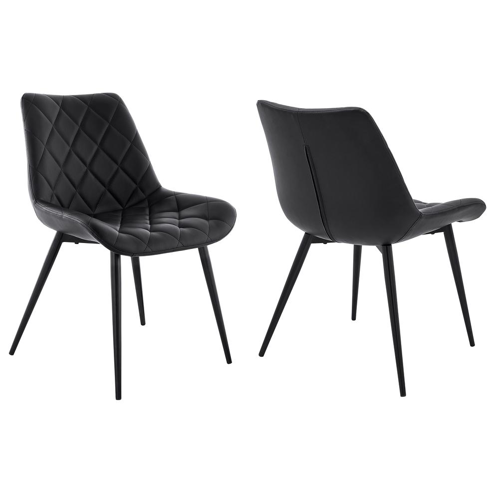 Loralie Black Faux Leather and Black Metal Dining Chairs - Set of 2. Picture 1
