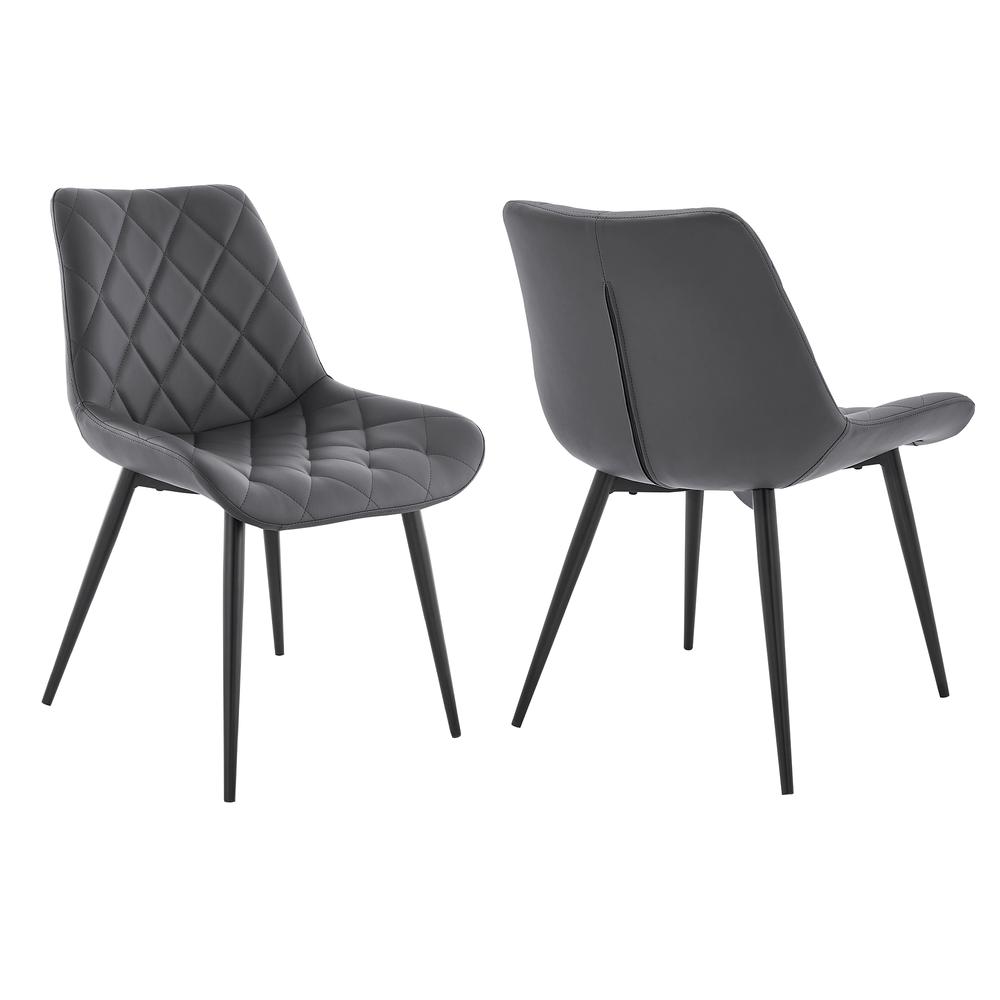 Loralie Gray Faux Leather and Black Metal Dining Chairs - Set of 2. Picture 1